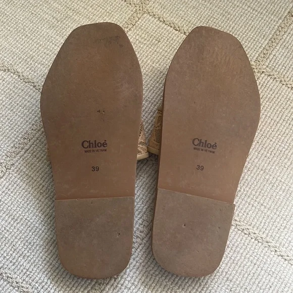 Chloé Brown Lace Logo Slide Sandals - Picture 5 of 7